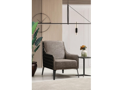 Armchair wing chair upholstered chair single-seater fabric gray upholstery furniture
